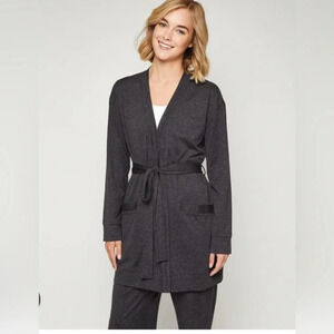 NWT Fourlaps Stratus Wrap Robe Coverup Loungewear Black Heather Size XS